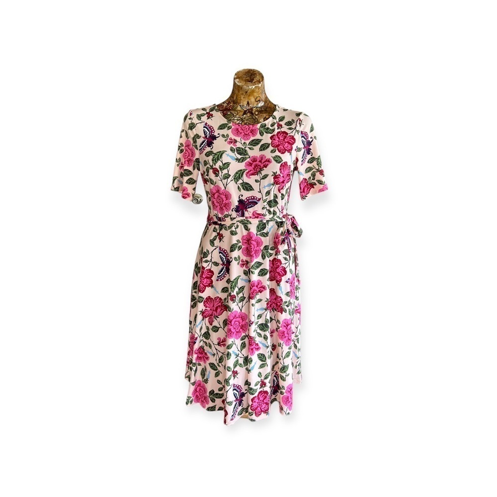 Leota dress pink floral short sleeve small midi
